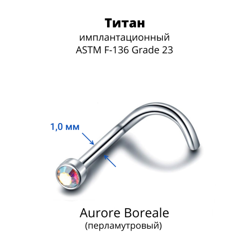 Нострила улитка. Титан, кристаллическая вставка. UNSCJ2