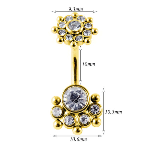 Интернал украшение для пирсинга пупка, золотое титановое покрытие. IBNJA005