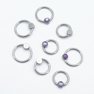 Кольцо 1,2 мм. Титан. Вставка аметист. BCRTAM