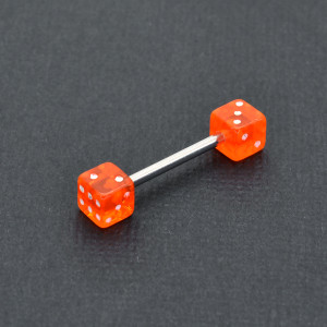 Штанга 1,6 мм для пирсинга сосков и языка. Игральные кости акрил. UBB1371