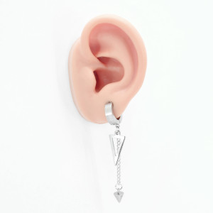 Серьга-кликер с подвеской Треугольник и шип. SK0208