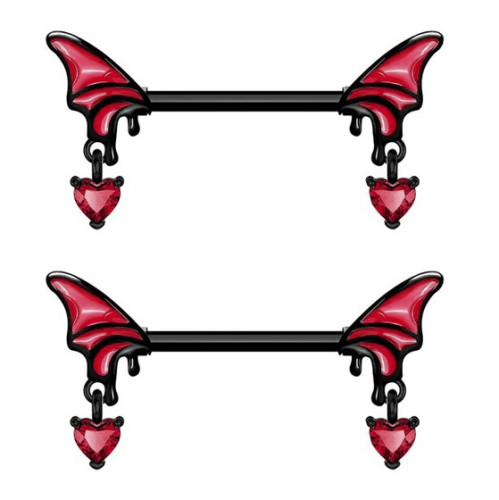 Украшения для пирсинга сосков. Крылья и сердца. Пара. SNP8617-2