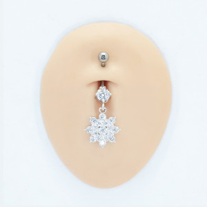 Украшение для пирсинга пупка, покрытие золотом. Цветок. BNG4347