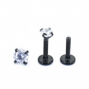 Интернал-лабрета 1,2 мм. Титан. Циркон Clear, черное анодирование. ILBZT2621