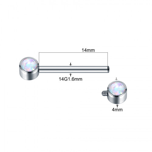 Интернал-штанга для пирсинга соска с кристаллами. Титан. NPTC