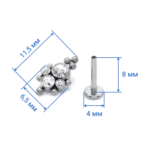 Интернал-лабрета 1,2 мм. Титан. Кристаллы. ILT3884