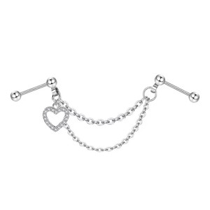 Штанга 1,2 мм для двух проколов. Сердце. JC-1539