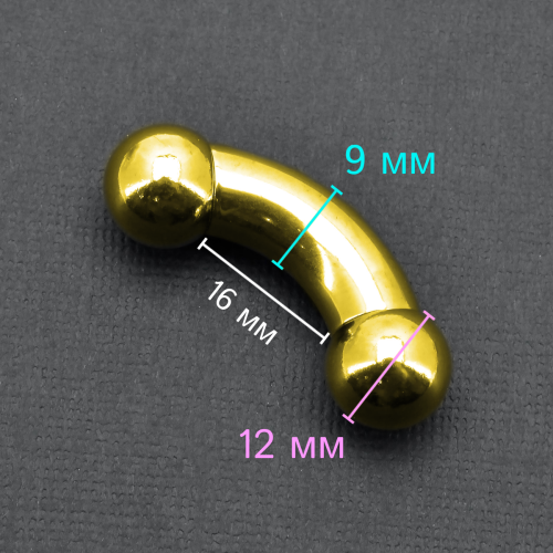 Интернал-банан 9 мм для пирсинга Принц Альберт, золотое титановое анодирование. BNPBG0C