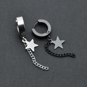 Серьги-кликеры с подвеской Звездочка и цепочка. Пара. SK0203-2