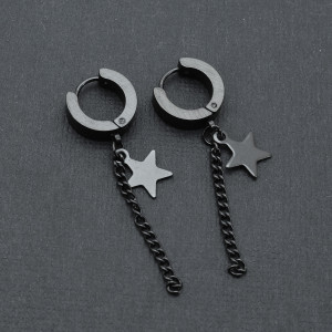 Серьги-кликеры с подвеской Звездочка и цепочка. Пара. SK0203-2