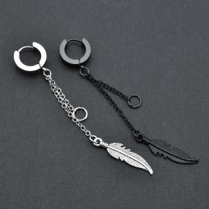 Серьги-кликеры с подвеской Перо и колечко. Пара. SK0223-2
