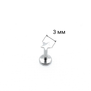 Лабрета 1,2 мм Push-in (без резьбы). Титан. Звезда 3 мм. ILTP1898