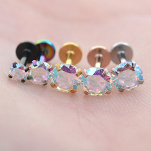 Интернал-лабрета 1,2 мм. Циркон AB, золотое титановое покрытие. ILBZ453