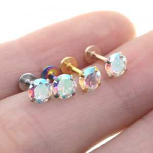 Интернал-лабрета 1,2 мм. Циркон AB, золотое титановое покрытие. ILBZ453