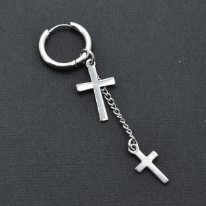 Серьга-кликер с подвеской Кресты. SK0244