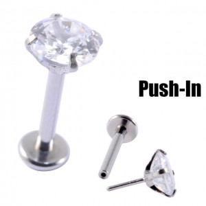 Лабрета 1,2 мм Push-in (без резьбы). Циркон. IL7653