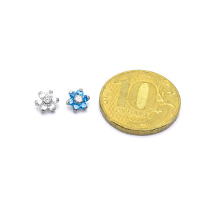 Интернал-накрутка для микродермалов и пирсинга с стержнем 1,6 мм. Цветок. IJF8054