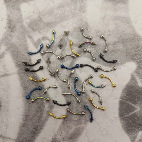 Микробанан 1,2 мм для пирсинга брови, губы, уха. Конус. Титан. BNECN16T