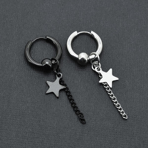 Серьги-кликеры с подвеской Звездочка и цепочка. Пара. SK0234-2