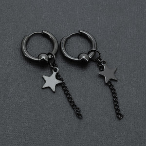 Серьги-кликеры с подвеской Звездочка и цепочка. Пара. SK0234-2