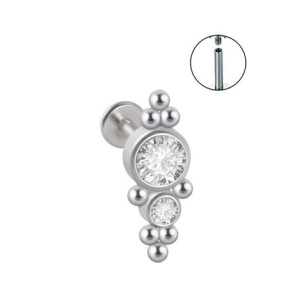 Интернал-лабрета 1,2 мм, стержень титан. Кристаллы. IL2893