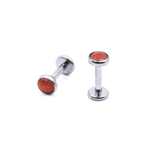 Интернал-лабрета 1,2 мм. Титан, вставка - гранат 4 мм. LBICST0706