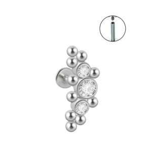 Интернал-лабрета 1,2 мм, стержень титан. Кристаллы. IL2894