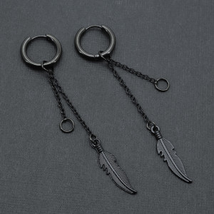 Серьги-кликеры с подвеской Перо и кольцо. Пара. SK0251-2