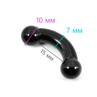 Интернал-банан 7 мм для пирсинга Принц Альберт, чёрное титановое покрытие. BNPBBK1