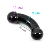 Интернал-банан 9 мм для пирсинга Принц Альберт, чёрное титановое покрытие. BNPBBK0C