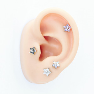 Интернал-лабрета 1,2 мм (набор). Цветок, цирконы. LI0383