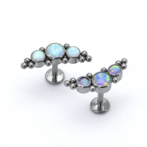 Интернал-лабрета 1,2 мм. Титан. Опалы. ILT4233