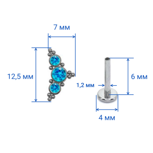 Интернал-лабрета 1,2 мм. Титан. Кристаллы. ILT4238