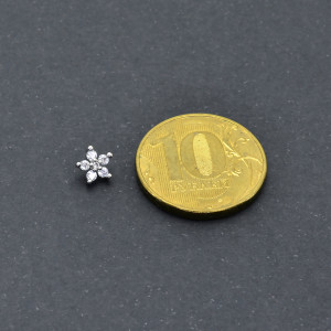 Интернал-накрутка для микродермалов и пирсинга с стержнем 1,6 мм. Цветок. IJF0205