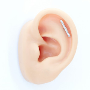 Штанга 1,2 мм, розовое золото. Цирконы. BBER6271