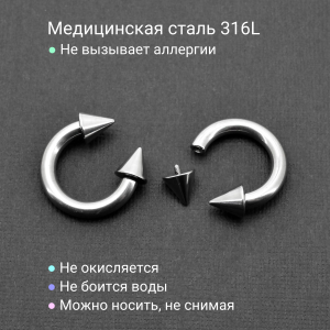 Интернал-циркуляр 4,0 мм для пирсинга Принц Альберт. Конусы. ICBRCN6