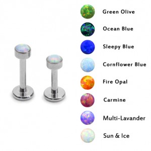 Интернал-лабрета 1,2 мм. Титан, вставка - опал 3 мм. LBICST0138