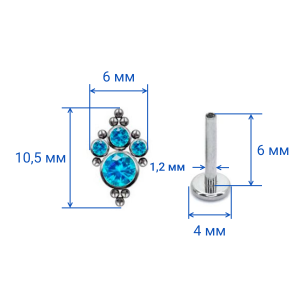 Интернал-лабрета 1,2 мм. Титан. Кристаллы. ILT4242