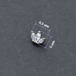 Интернал-накрутка для микродермалов и пирсинга с стержнем 1,6 мм. Корона. IJF0211