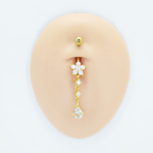 Украшение для пирсинга пупка, покрытие розовым золотом. Цветок. BNRG4353