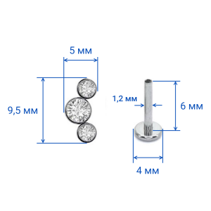 Интернал-лабрета 1,2 мм. Титан. Кристаллы. ILT4245