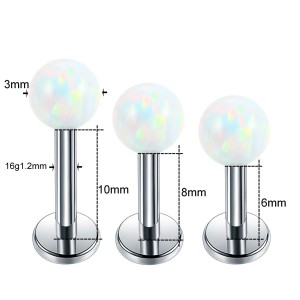 Интернал-лабрета 1,2 мм для пирсинга губы и уха. Накрутка из опала Sun & Ice. LBICS9944