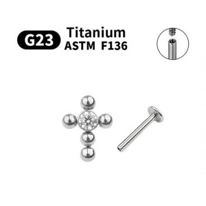 Интернал-лабрета 1,2 мм. Крест. Титан. Кристалл. ILT4247