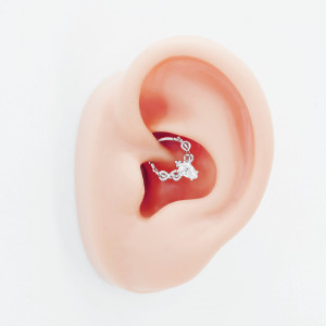 Кольцо сегментное 1,2 мм кликер для пирсинга септума с цирконом. HSEGZ1904