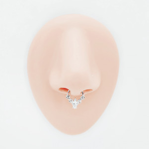 Кольцо сегментное 1,2 мм кликер для пирсинга септума с цирконом. HSEGZ1904