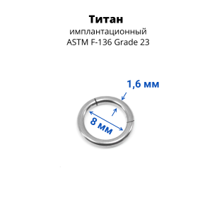 Кольцо сегментное 1,6 мм кликер. Титан. Анодирование. HSEGTA14