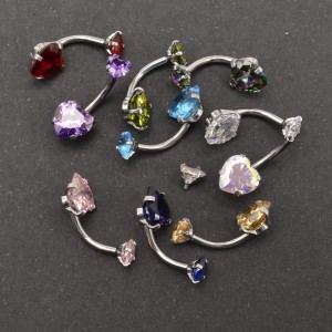 Интернал украшение для пирсинга пупка. Циркон сердце. IBNZ0457