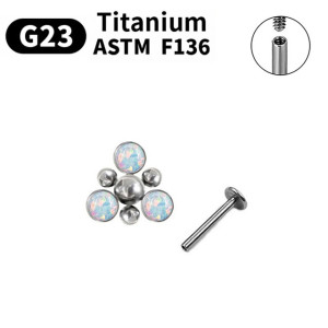 Интернал-лабрета 1,2 мм. Титан. Опалы. ILT4250