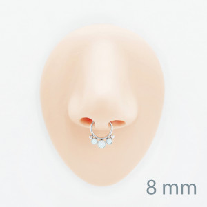 Кольцо сегментное 1,2 мм кликер, титановое покрытие. Три опала. HSEGOSA3