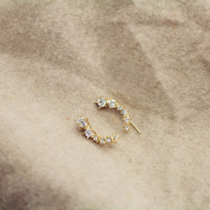 Серьги-каффы кристаллы, золото. Пара. EC31289